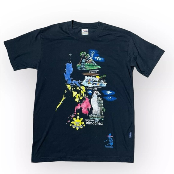 Dibuho Black T Shirt Men's Size S Small Shirt HandPainted Map of Philippines - Picture 1 of 9